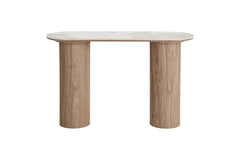 Console ATHENS avec un plateau en céramique, blanc, marron foncé 40 x 120 x 78 cm