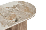 Console ATHENS avec un plateau en céramique, blanc, marron foncé 40 x 120 x 78 cm