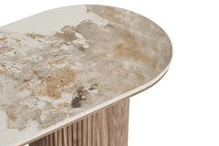 Console ATHENS avec un plateau en céramique, blanc, marron foncé 40 x 120 x 78 cm