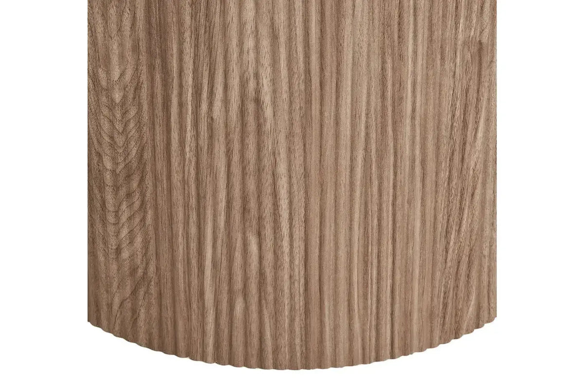 Table Ronde ATHENS en plateau en céramique, blanc, marron foncé - 120 cm