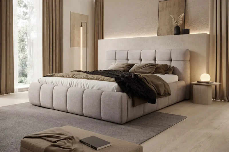 NUAGE – Lit coffre avec tête de lit capitonnée – 140, 160 ou 180 x 200 cm
