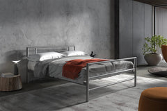 Lit avec Sommier Métal Gris SANDRO