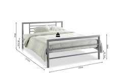 Lit avec Sommier Métal Gris SANDRO