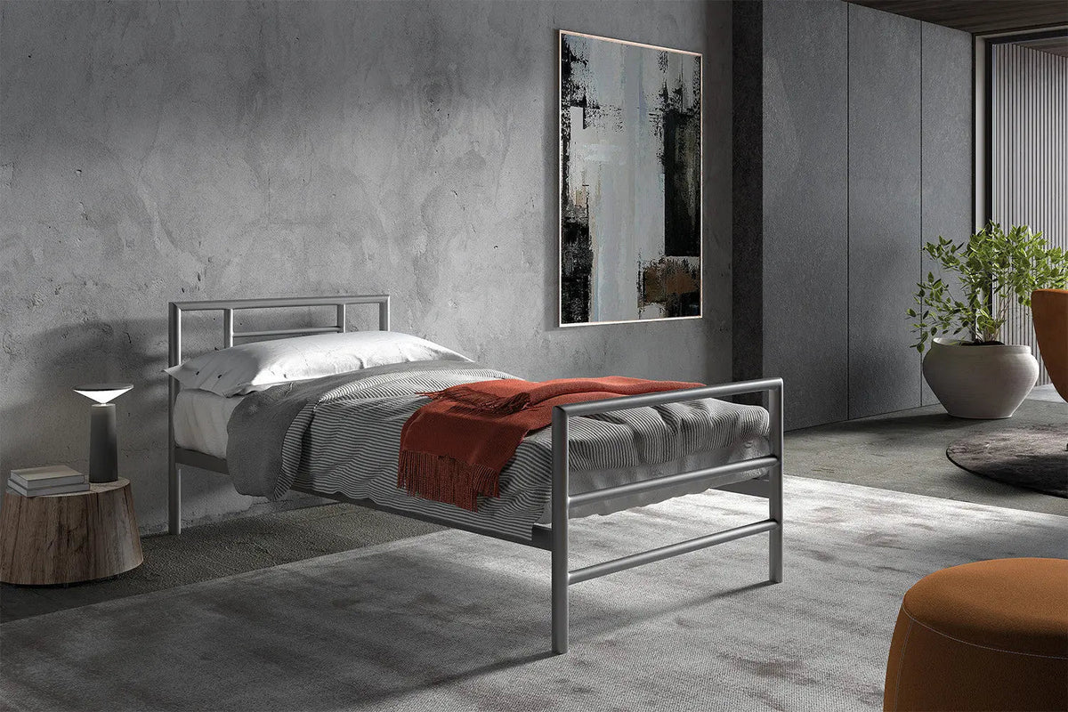 Lit avec Sommier Métal Gris SANDRO