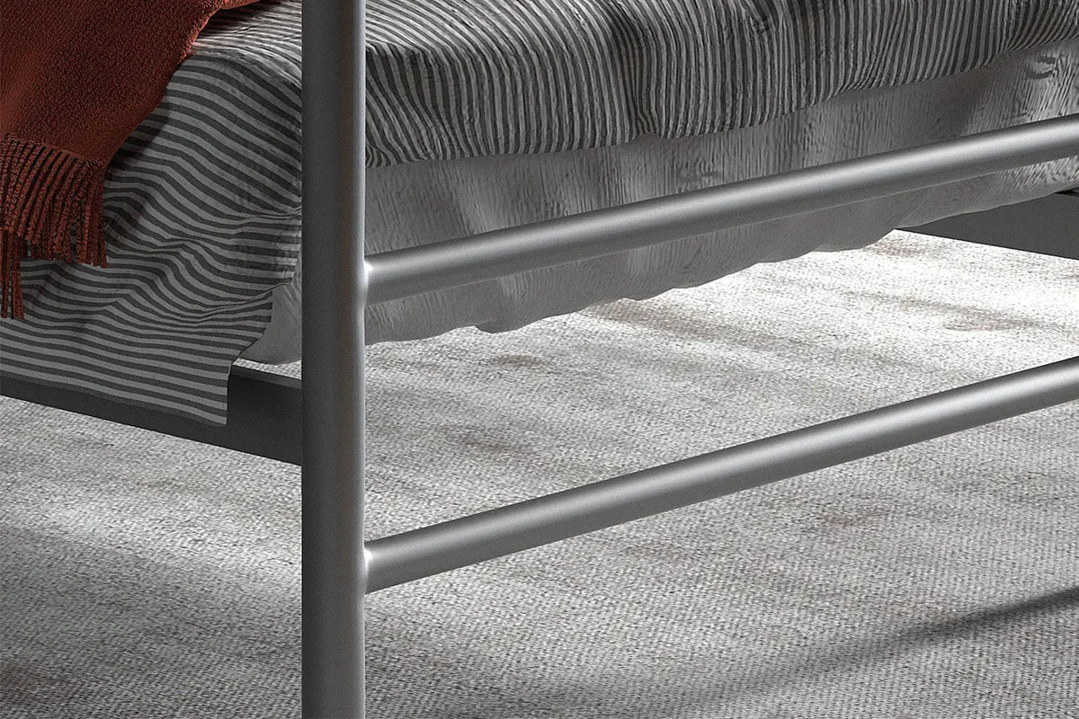 Lit avec Sommier Métal Gris SANDRO
