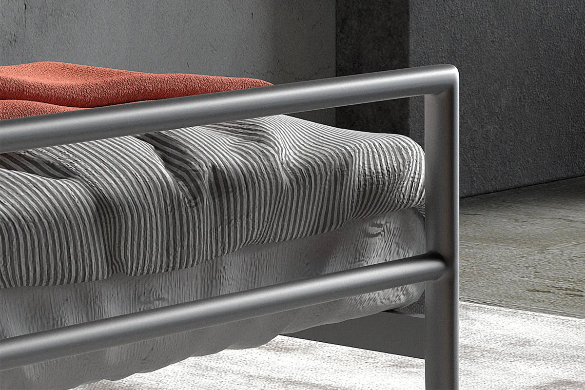 Lit avec Sommier Métal Gris SANDRO