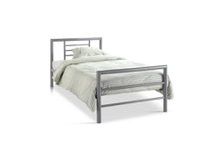 Lit avec Sommier Métal Gris SANDRO