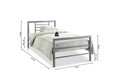 Lit avec Sommier Métal Gris SANDRO