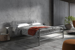 Lit avec Sommier Métal Gris SANDRO