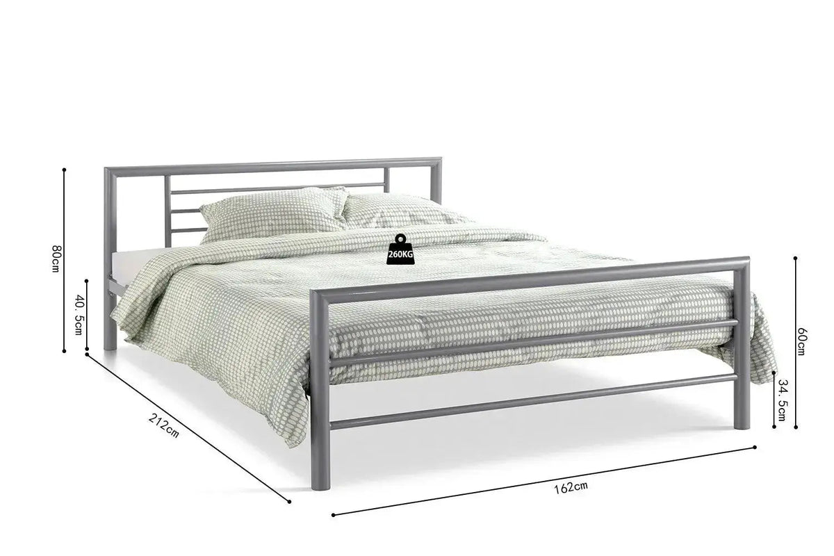 Lit avec Sommier Métal Gris SANDRO
