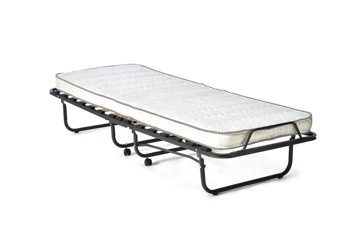 Lit pliable ETHIOPIA 90x200 cm métal Noir avec Matelas Mousse 21 kg, épaisseur 11 cm