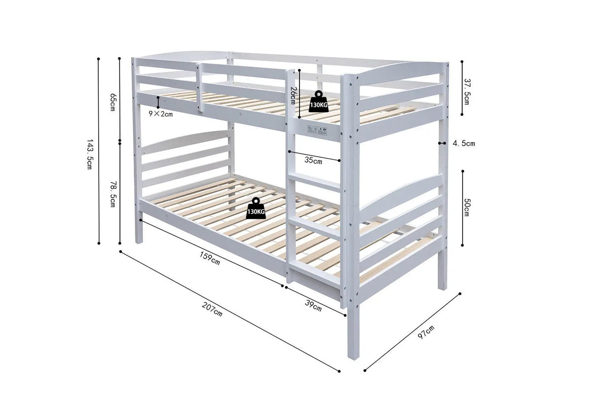 Lit superposé RAY 90x200 Divisible Blanc