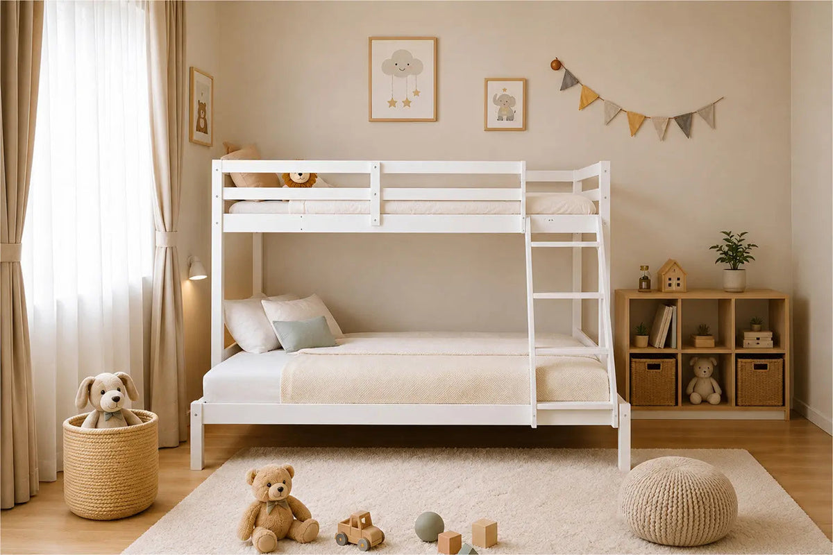 Lit superposé TRYAD en Pin Massif 140/90x200 Blanc