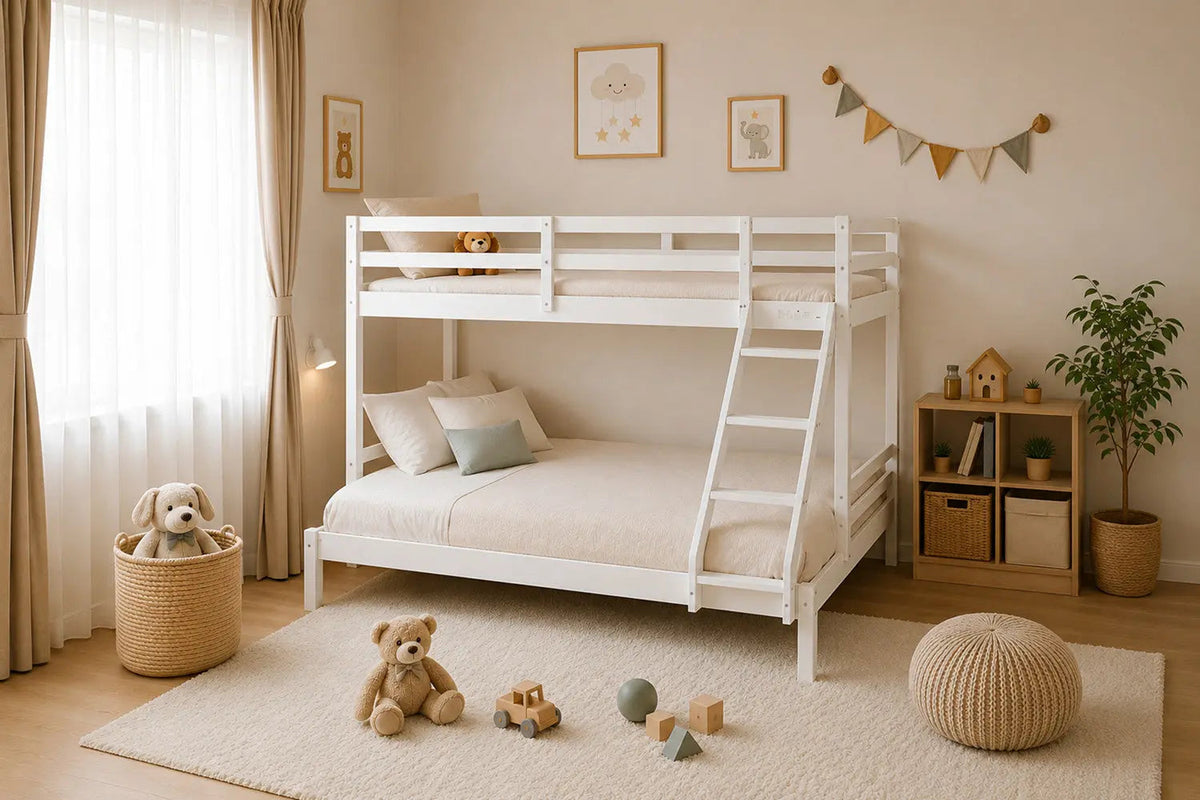 Lit superposé TRYAD en Pin Massif 140/90x200 Blanc
