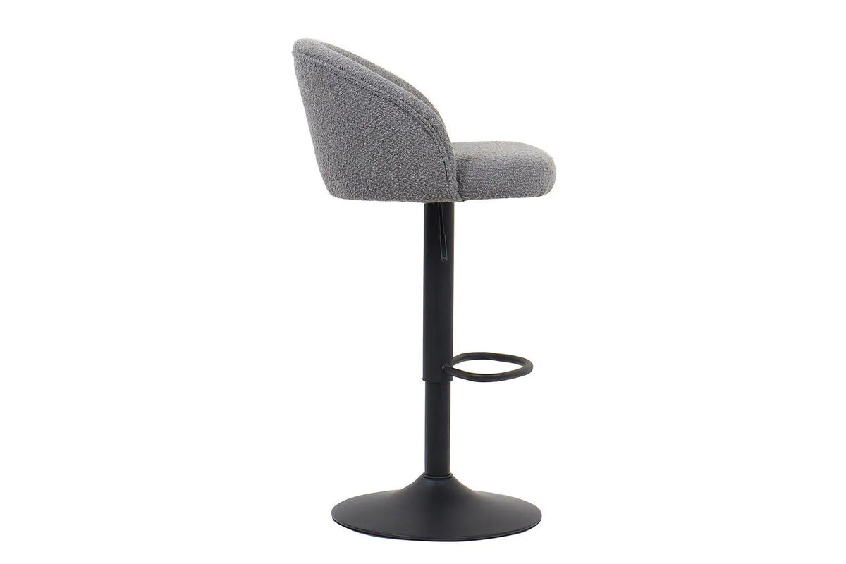 Tabourets de Bar AYDA en Tissu Bouclé Gris Clair - 49 x 46 cm