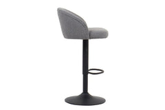 Tabourets de Bar AYDA en Tissu Bouclé Gris Clair - 49 x 46 cm