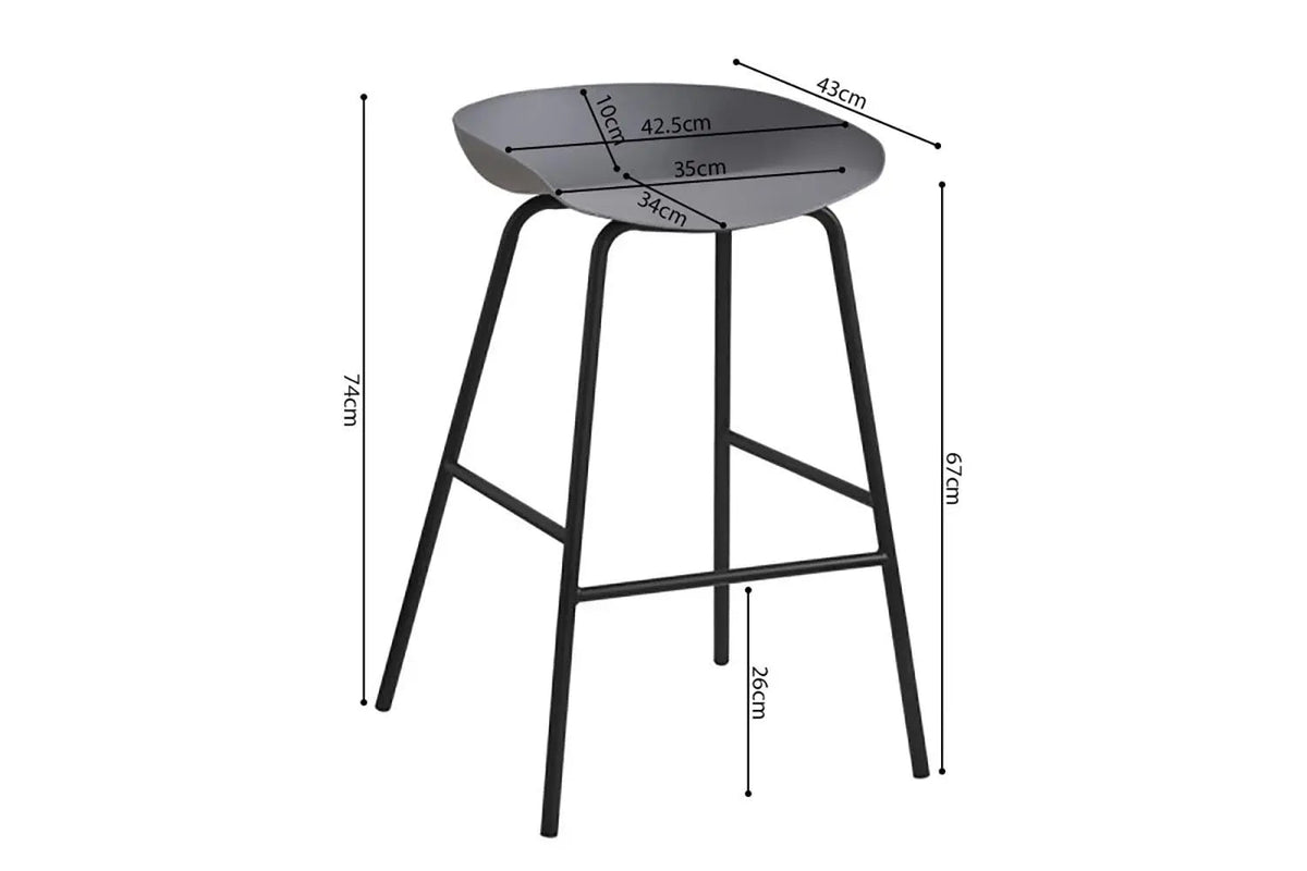 Chaises de Bar HANNA en Polypropylène - 42,5 x 46 cm