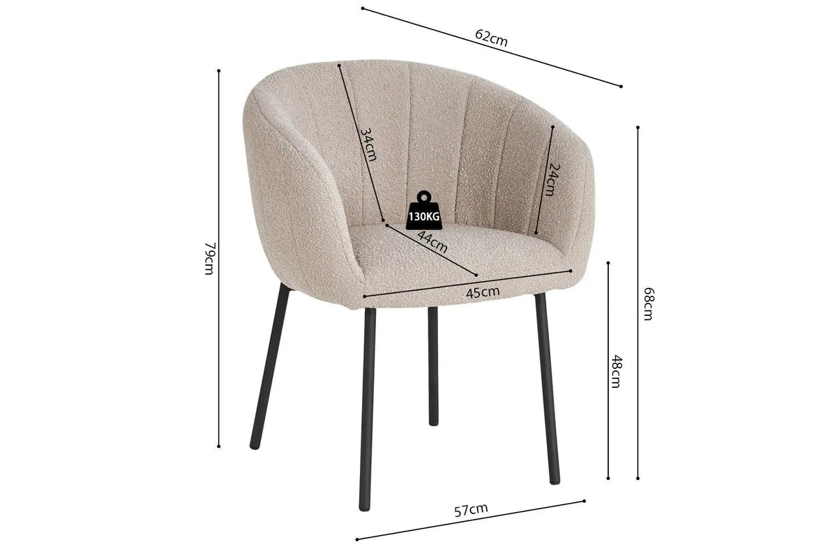 Chaises de Salle à Manger SAVINA avec Accoudoirs - 57 x 62 cm