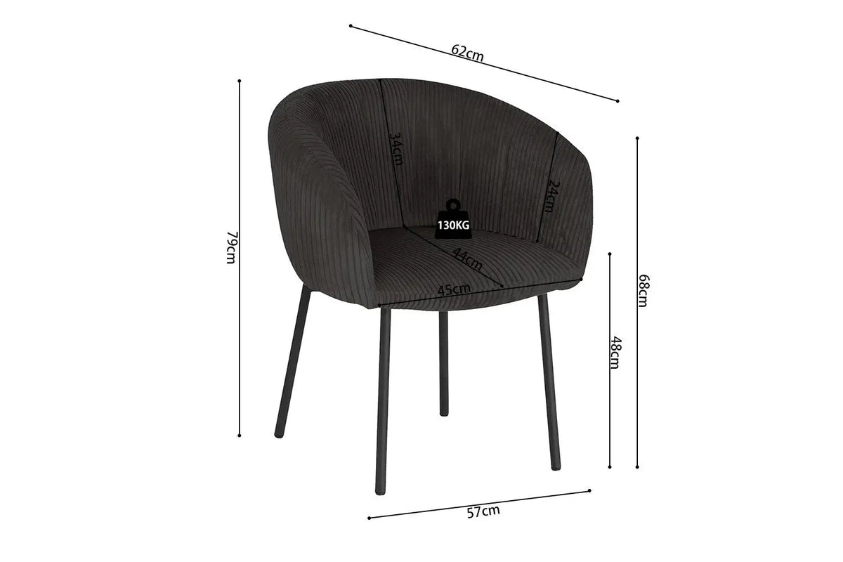 Chaises de Salle à Manger SAVINA avec Accoudoirs - 57 x 62 cm