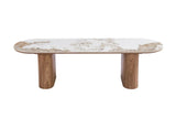 Meuble TV AVORA avec Plateau en Pierre Brillante Beige - 160 x 45 cm