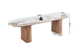 Meuble TV AVORA avec Plateau en Pierre Brillante Beige - 160 x 45 cm