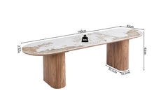 Meuble TV AVORA avec Plateau en Pierre Brillante Beige - 160 x 45 cm