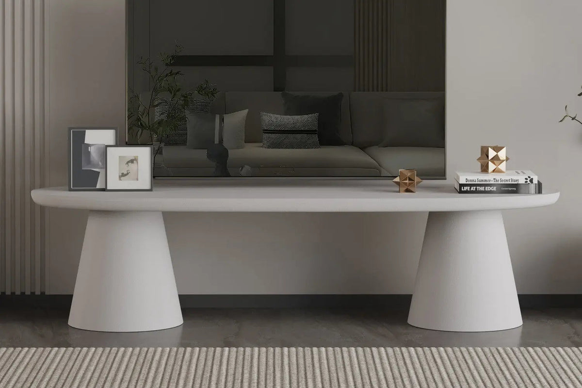 Meuble TV Effet Ciment Ecru TAVINA pour votre salon - 160 cm