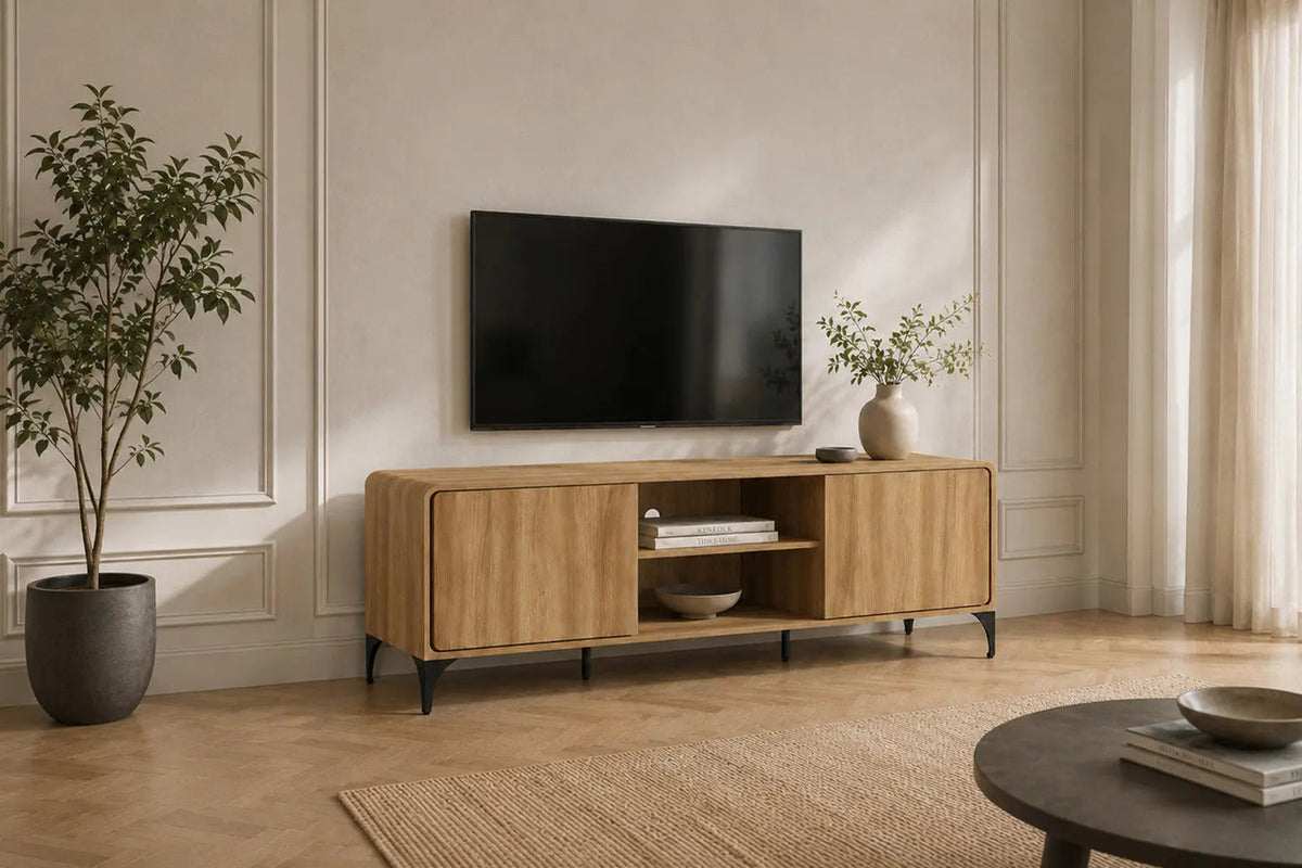 Meuble TV FLORANCYA Décor Chêne Naturel - 170 x 40 cm