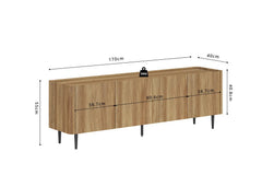 Meuble TV KYOTA Décor Chêne Naturel - 170 x 40 cm