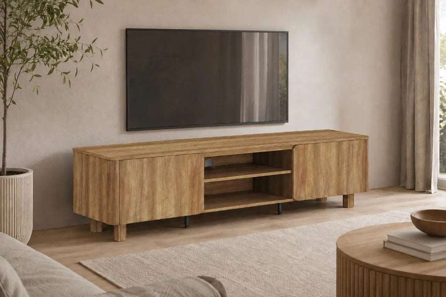 Meuble TV MALYBU Décor Chêne Naturel - 170 x 40 cm