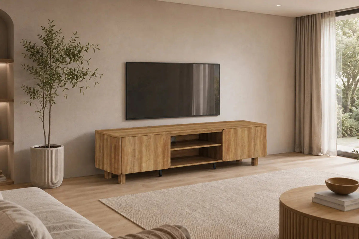 Meuble TV MALYBU Décor Chêne Naturel - 170 x 40 cm
