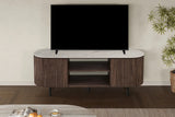 Meuble TV VEKO Décor Chêne et Plateau Pierre Frittée - 160 x 45 cm