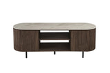Meuble TV VEKO Décor Chêne et Plateau Pierre Frittée - 160 x 45 cm