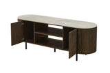 Meuble TV VEKO Décor Chêne et Plateau Pierre Frittée - 160 x 45 cm