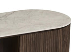 Meuble TV VEKO Décor Chêne et Plateau Pierre Frittée - 160 x 45 cm