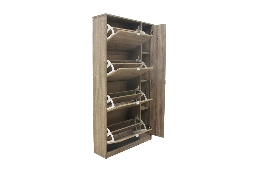 Meuble à Chaussures, 4 tiroirs et 1 porte miroir MARCELO Finition Chêne Sonoma - 159 x 85 cm