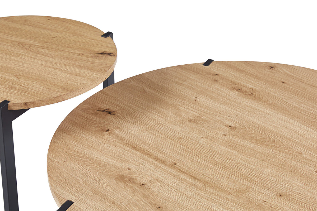 POLA – Set de 2 Tables Basses Effet Chêne Vieilli