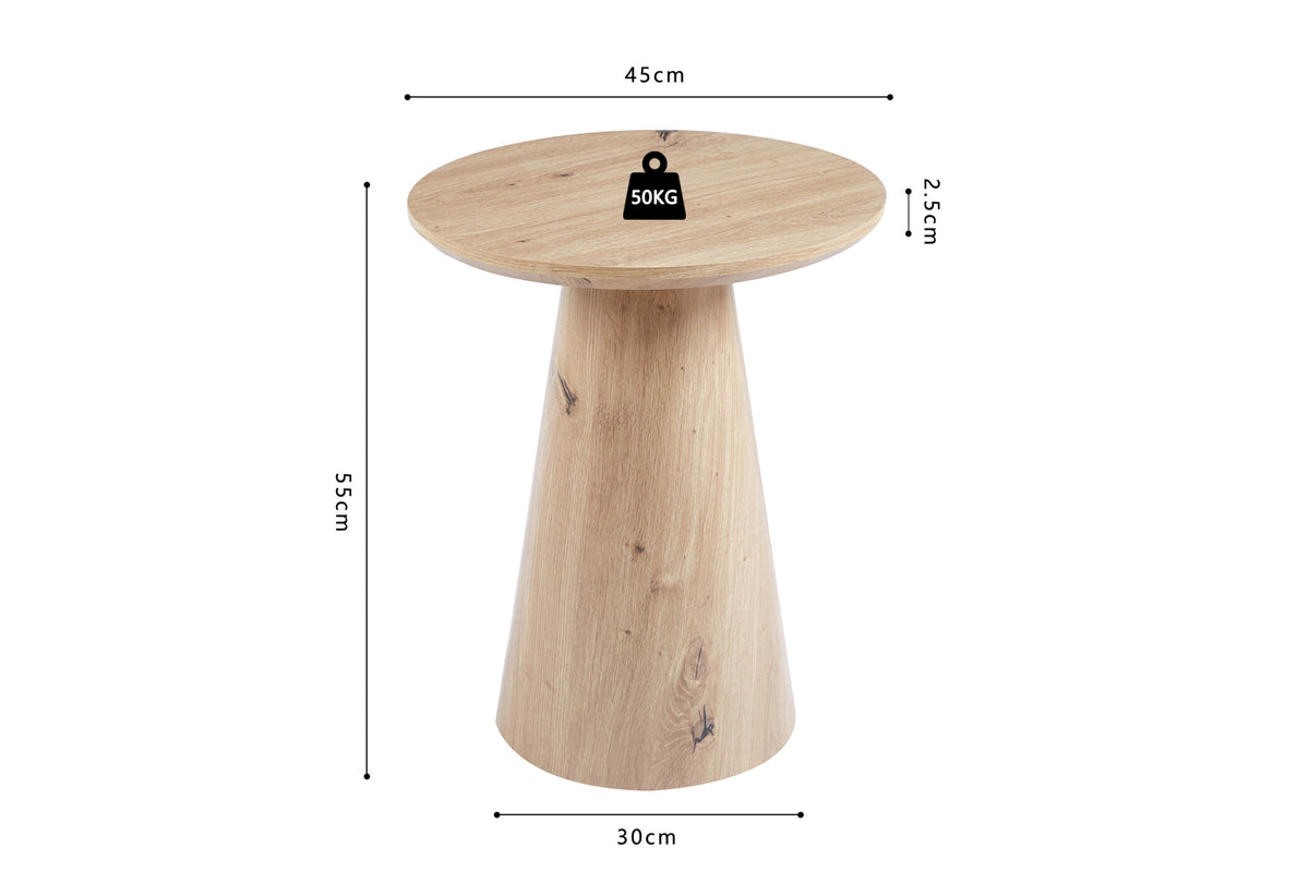 LUKAS – Table Basse Effet Chêne Vieilli – 45 cm
