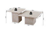 BOBBY – Set de 2 Tables Basses Effet Travertin Beige