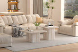 BOBBY – Set de 2 Tables Basses Effet Travertin Beige