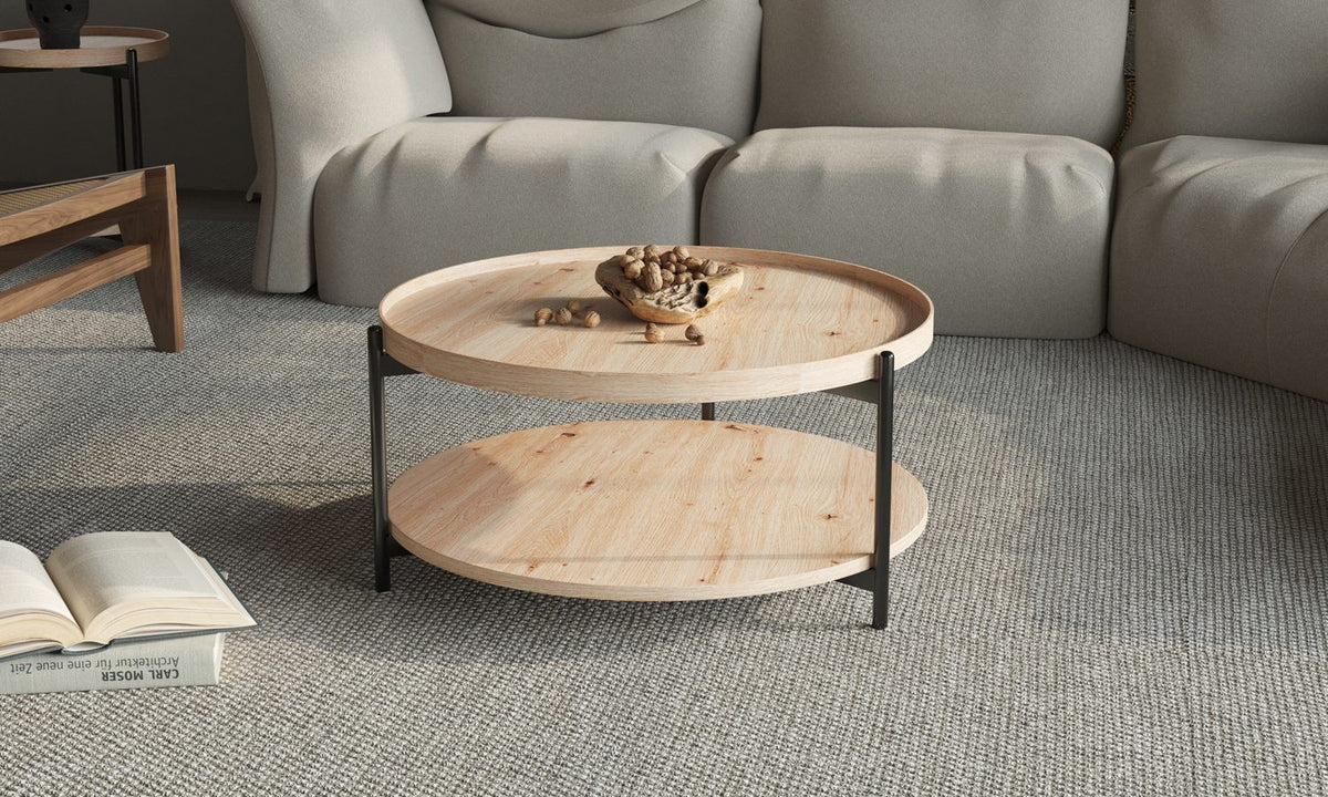DALINA – Table Basse Effet Chêne Vieilli – 80 cm