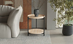 DALINA – Table Basse Effet Chêne Vieilli – 45 cm
