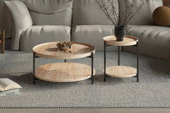 DALINA – Table Basse Effet Chêne Vieilli – 80 cm