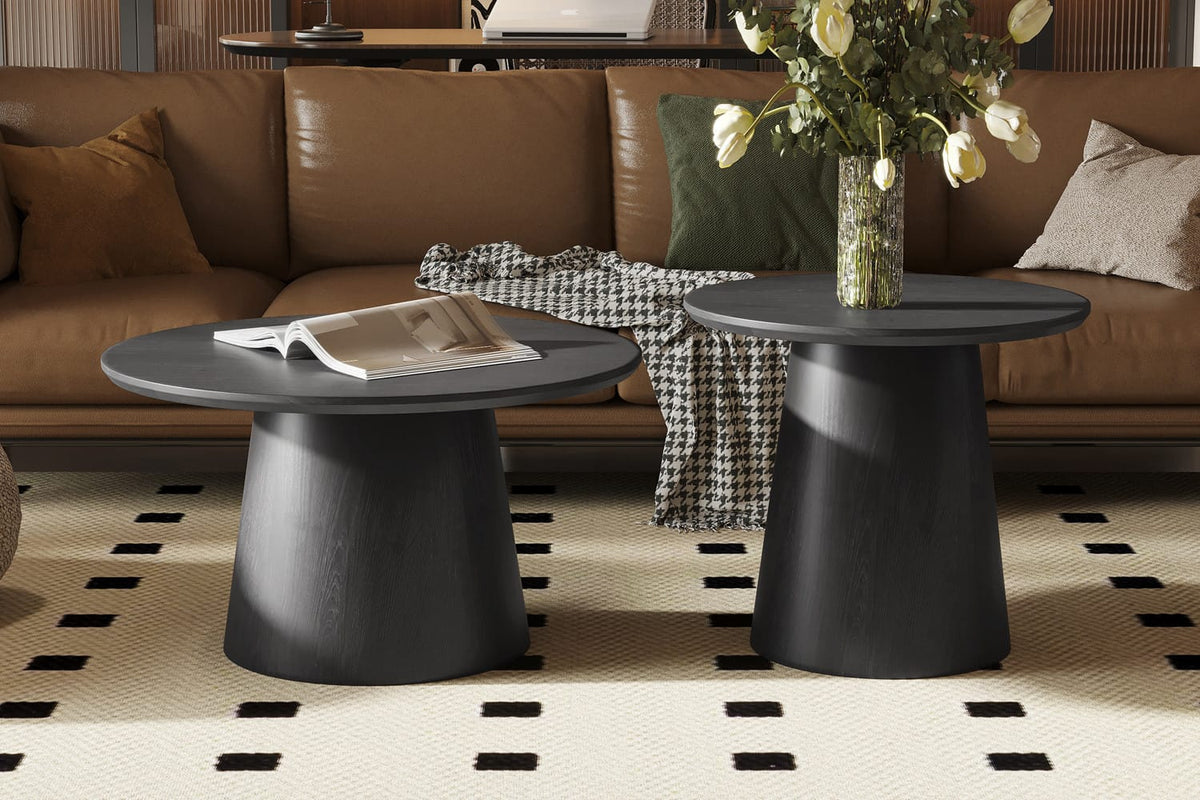 MIKLOS – Table Basse Ronde Décor Brun foncé – 60 cm