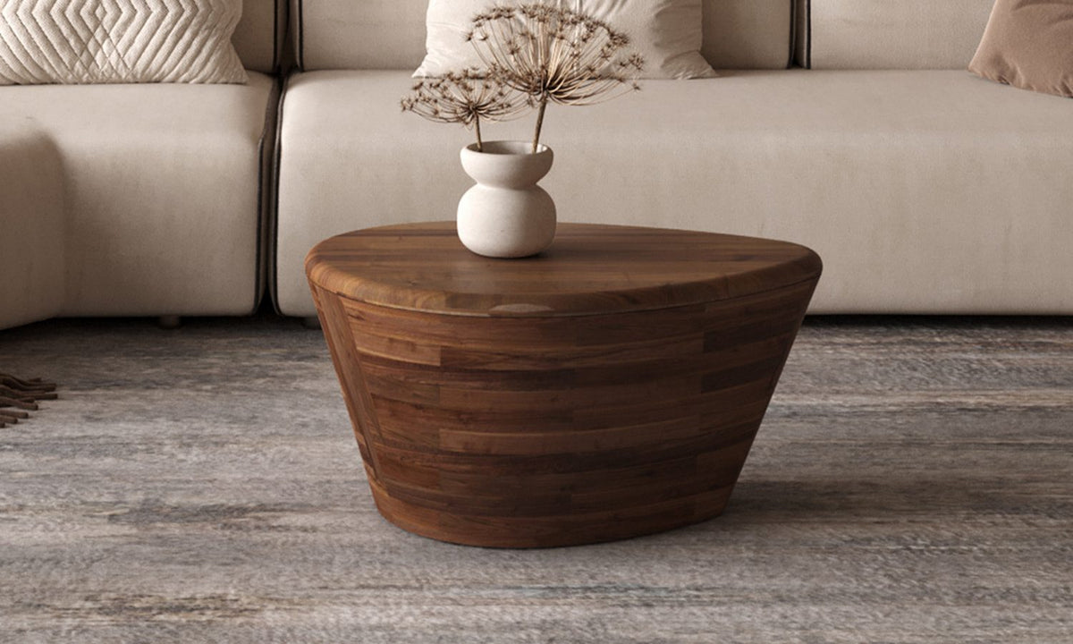 MATTEO – Table Basse en Bois de Manguier Brun Clair – 70 cm