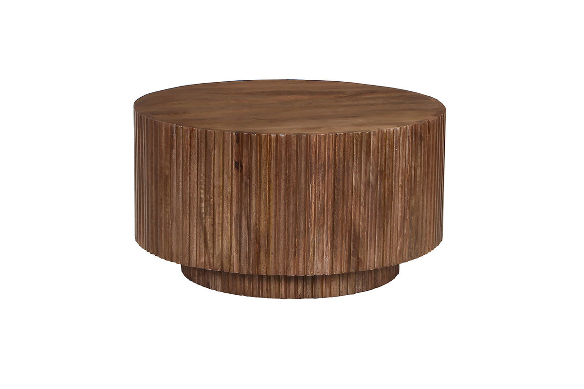 VICTOR – Table Basse Ronde en Bois de Manguier Brun Clair – 70 cm