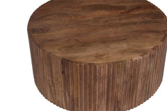 VICTOR – Table Basse Ronde en Bois de Manguier Brun Clair – 70 cm
