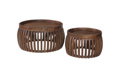 CORRY – Set de 2 Tables basses en Bois de manguier Brun clair