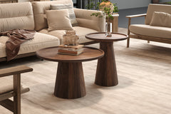 JULES – Table Basse Ronde en Bois de Manguier Brun clair – 65 x 40 cm
