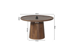 JULES – Table Basse Ronde en Bois de Manguier Brun clair – 65 x 40 cm